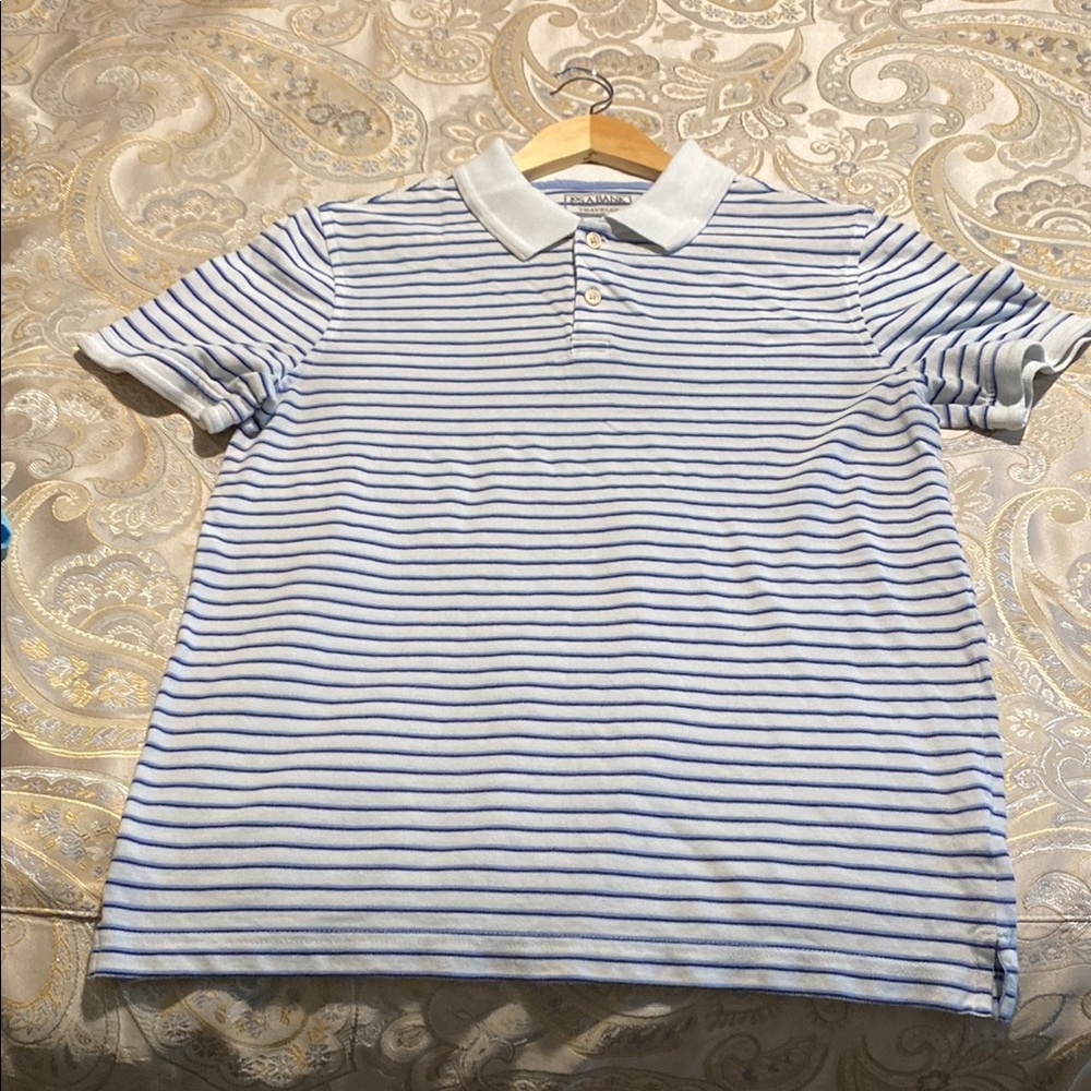 Men's Blue Striped Polo Shirt